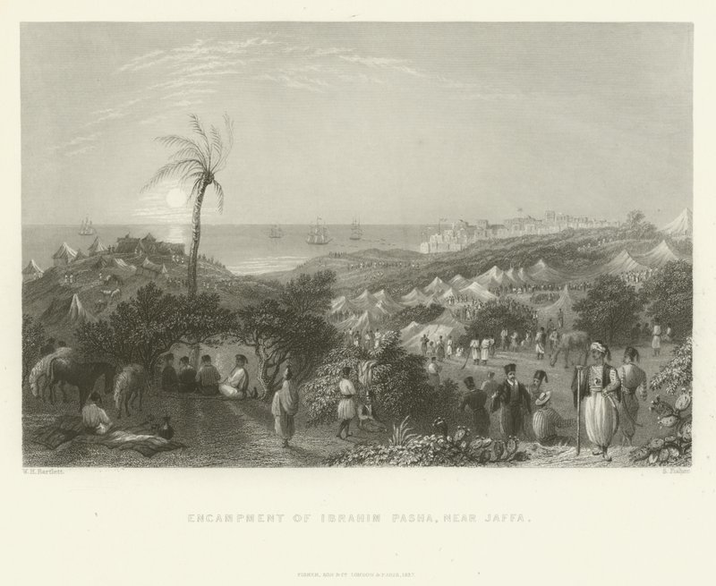 Ibrahim Pashas lejr, nær Jaffa, 1837 af English School