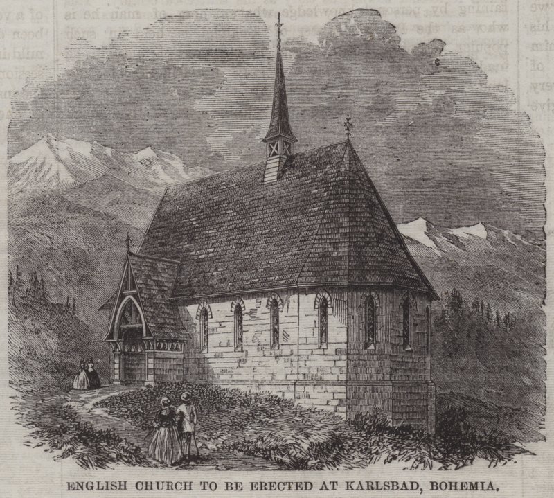 Engelsk kirke skal opføres i Karlsbad, Bohemia (gravering) af English School