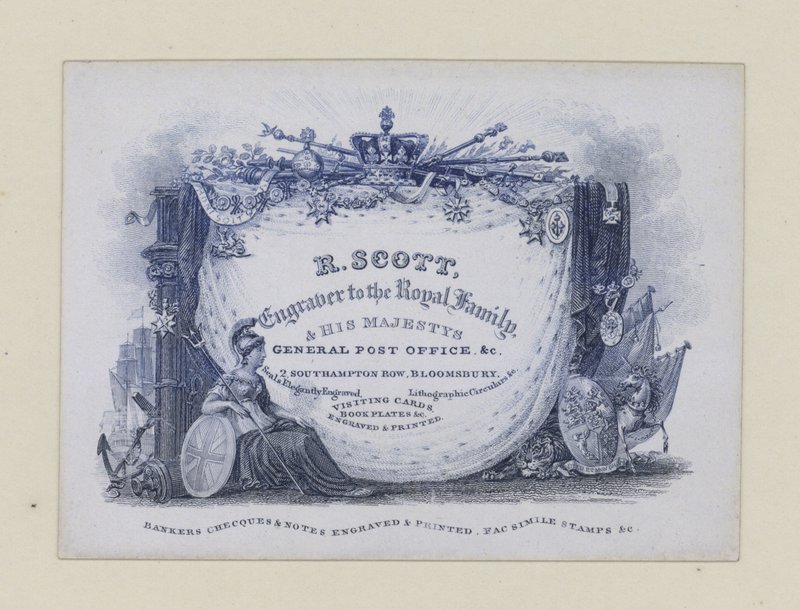 Gravører, R Scott, handelskort af English School