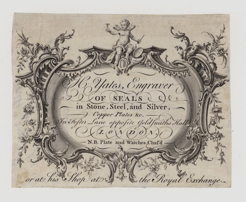 Engravers of Seals, H Yates, handelskort af English School