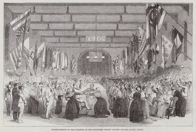 Underholdning for patienterne på Middlesex County Lunatic Asylum, Colney Hatch af English School