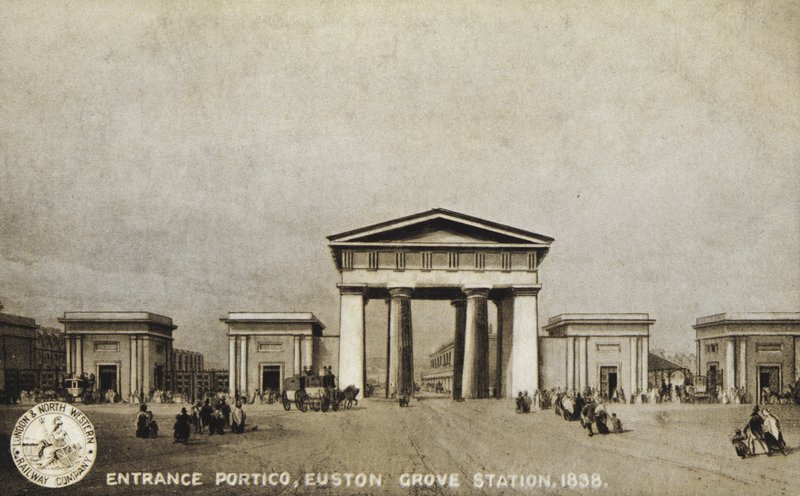 Entrance Portico, Euston Grove Station, 1838 af English School