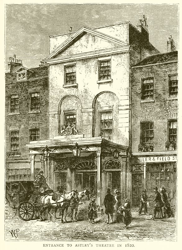 Indgang til Astleys Theatre i 1820 af English School
