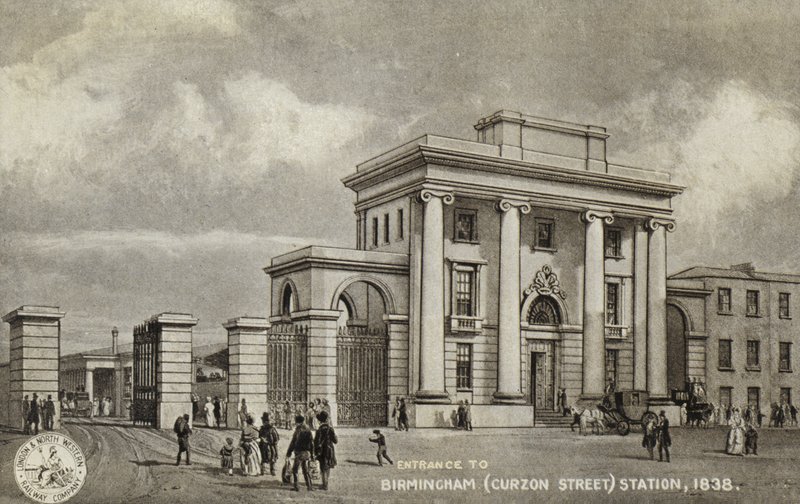 Indgang til Birmingham (Curzon Street) Station, 1838 af English School