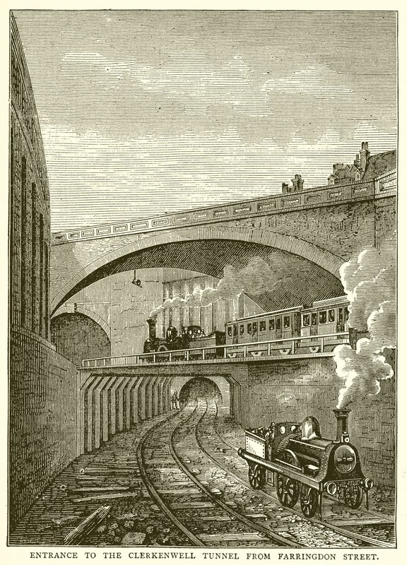 Indgang til Clerkenwell Tunnel fra Farringdon Street af English School