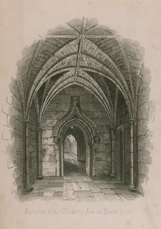 Indgang til Cloisters fra Deans Yard, Westminster Abbey, London af English School