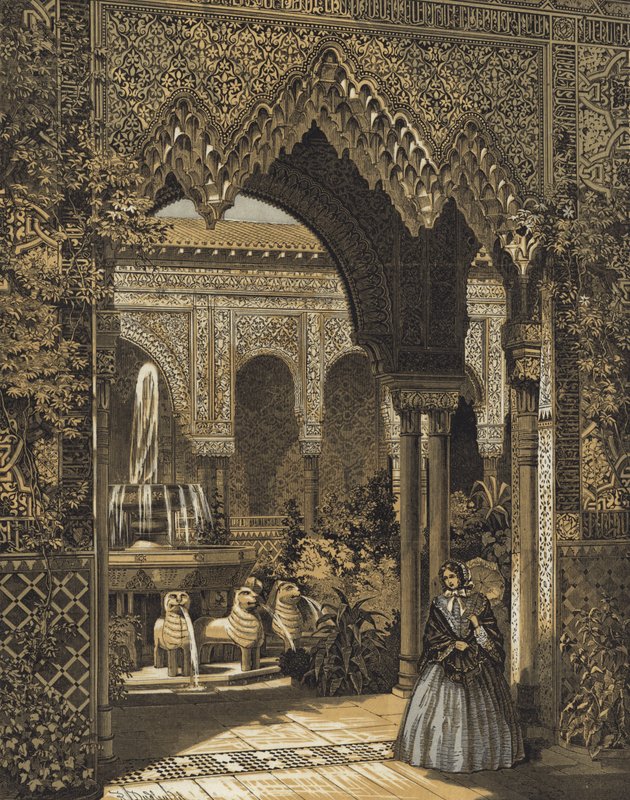 Indgang til Court of Lions, Alhambra Court, Crystal Palace, Sydenham, London af English School