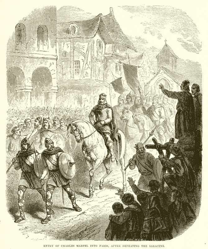 Charles Martels indtog i Paris efter at have besejret saracenerne af English School