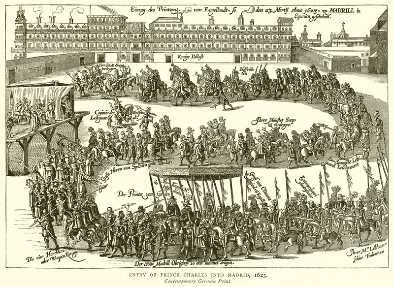Prins Charles indtog i Madrid, 1623 af English School