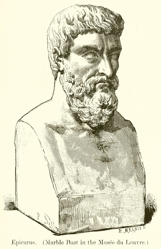 Epikur. (Marmorbuste i Musee du Louvre) (kobberstik) af English School