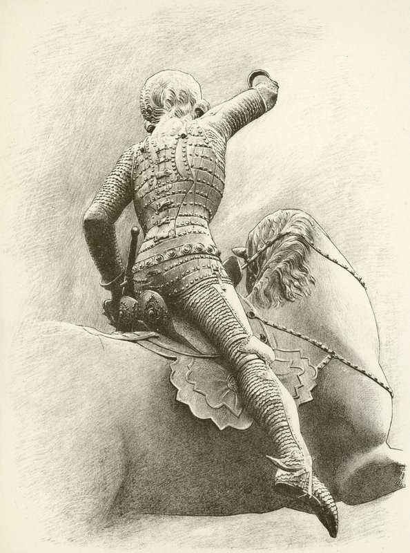 Rytterfigur i Prag, Bøhmen (gravure) af English School