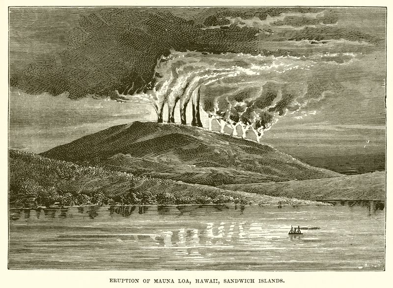 Eruption of Mauna Loa, Hawaii, Sandwich Islands af English School