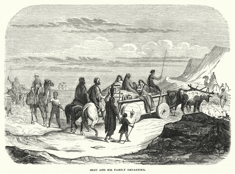 Esau og hans familie afgår (gravering) af English School