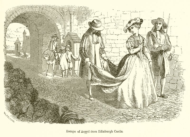 Escape of Argyll fra Edinburgh Castle af English School