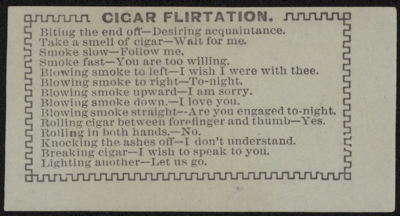 Escort-kort med titlen Cigar Flirtation af English School