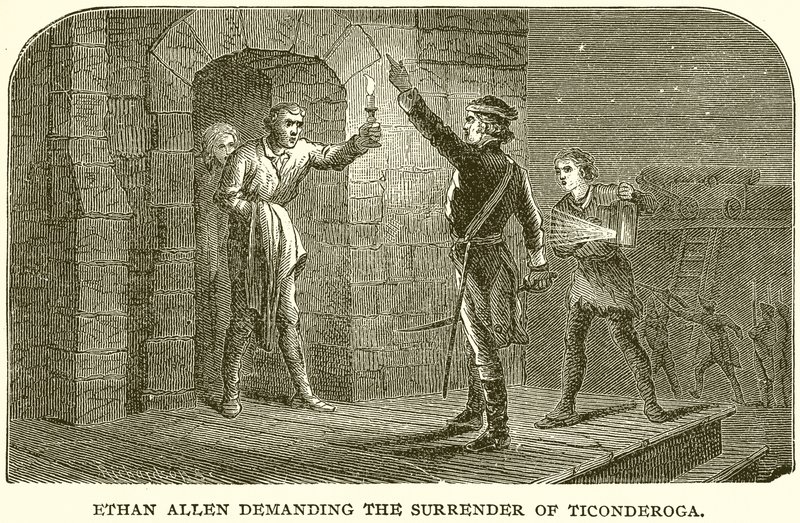 Ethan Allen kræver overgivelsen af Ticonderoga af English School