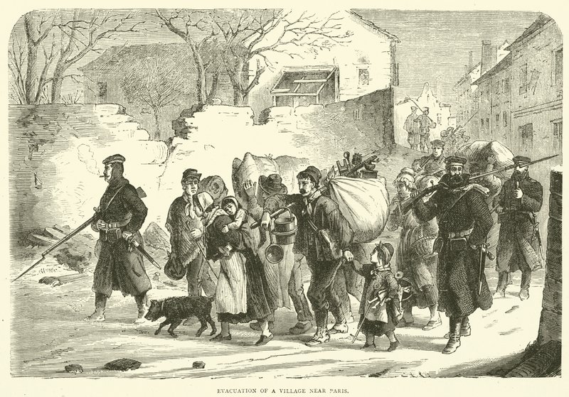 Evakuering af en landsby nær Paris, december 1870 af English School