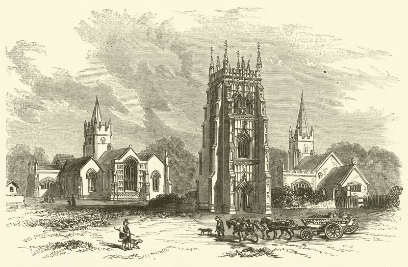 Evesham Abbey (gravering) af English School