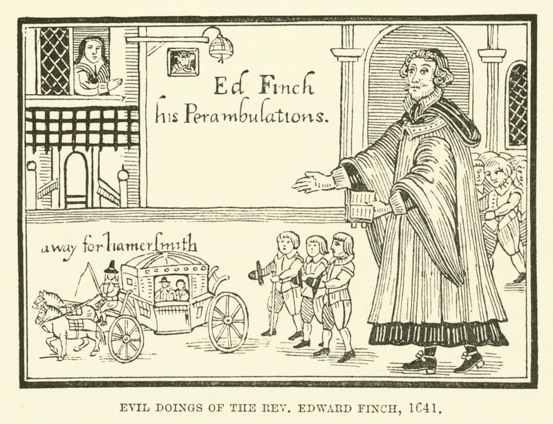 Pastor Edward Finchs onde gerninger, 1641 af English School