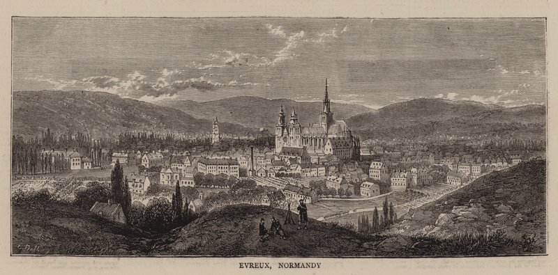 Evreux, Normandiet (gravering) af English School