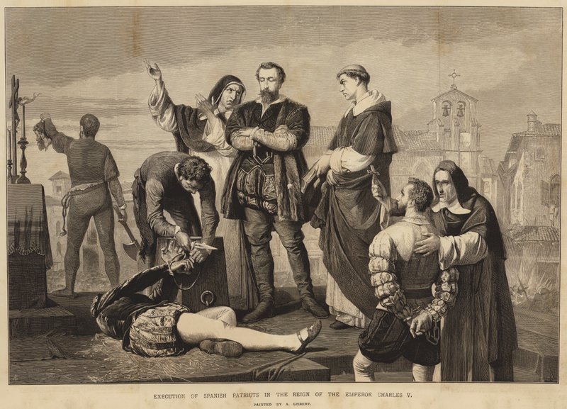 Henrettelse af spanske patrioter under kejser Charles V af English School