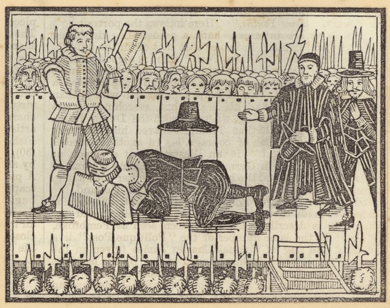 Henrettelse af en mand, sandsynligvis kong Charles I af English School