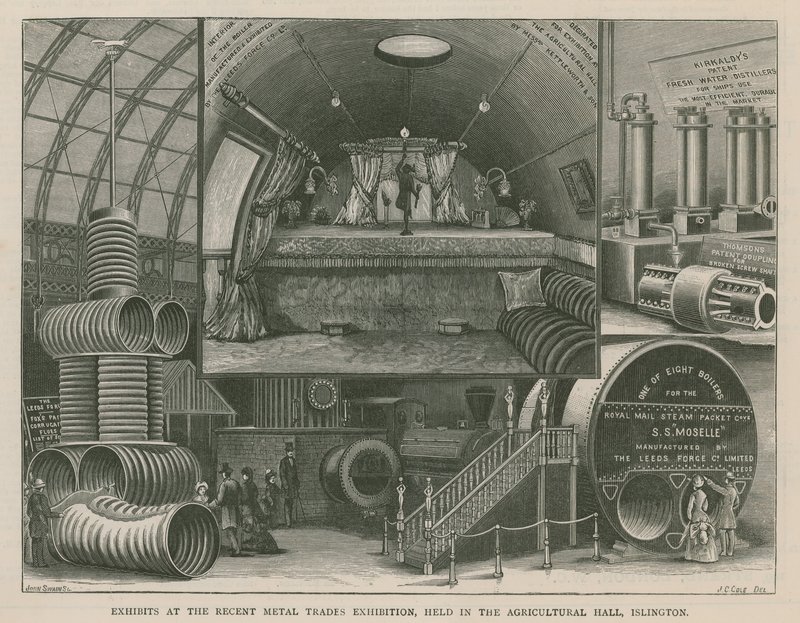 Udstillinger på den nylige metalhandelsudstilling, der blev afholdt i Agricultural Hall, Islington af English School