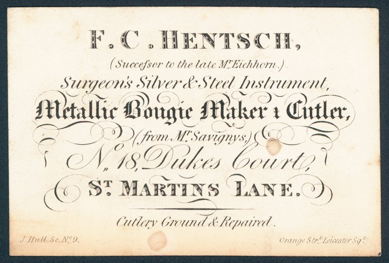 F C Hentsch, kirurger sølv- og stålinstrument af English School