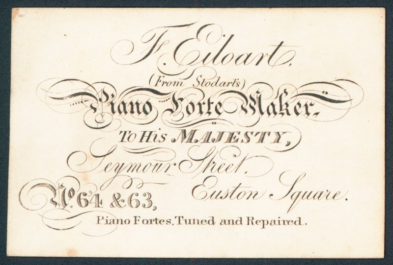 F Eiloart, klaverfortemager, handelskort af English School