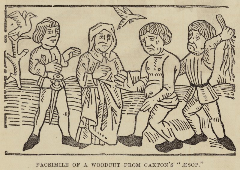 Faksimile af et træsnit fra Caxtons "Aesop" (gravering) af English School