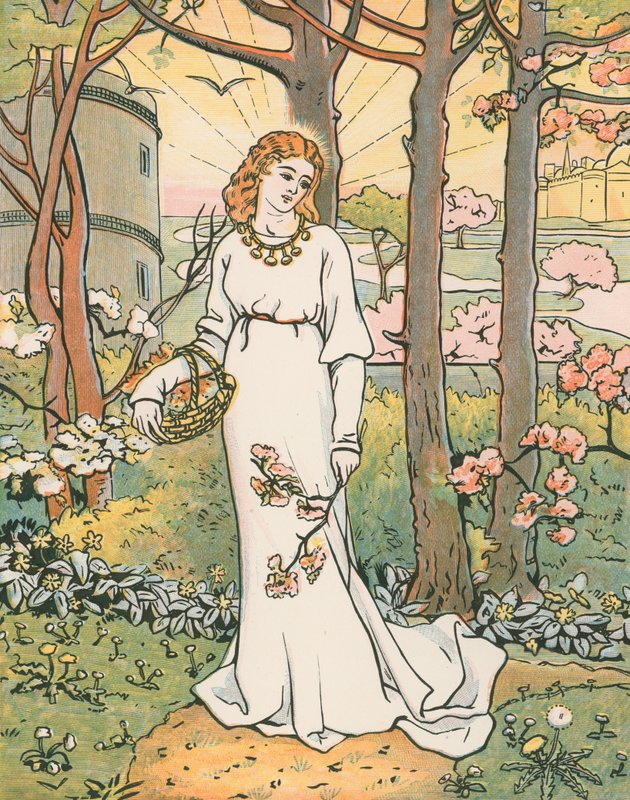 Fair Emelye samler blomster. 