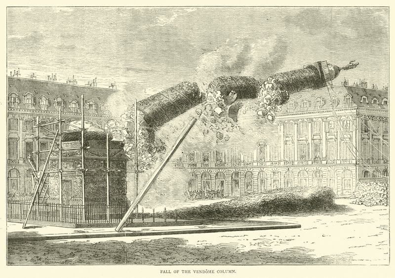 Fall of the Vendome Column, april 1871 af English School