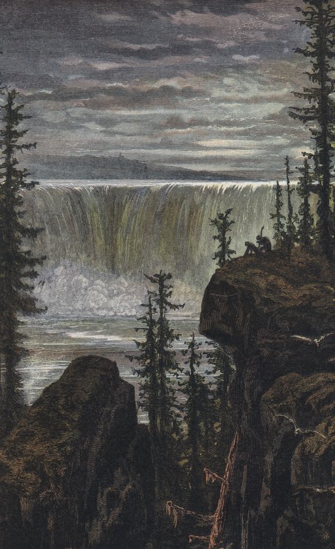 Falls of Niagara (farvet gravering) af English School