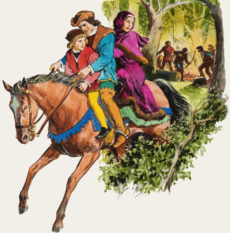 Familie på hest af English School