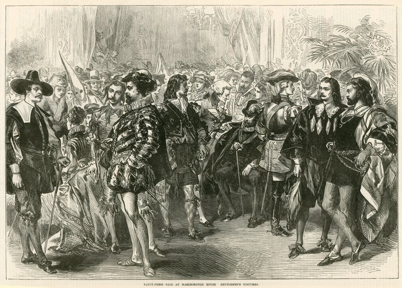 Udklædningsbal i Marlborough House - Gentlemens kostumer af English School