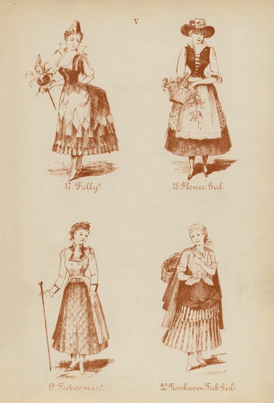 Udklædningstøj: Folly, Flower Girl, Foolwoman, Newhaven Fish Girl (litografi) af English School