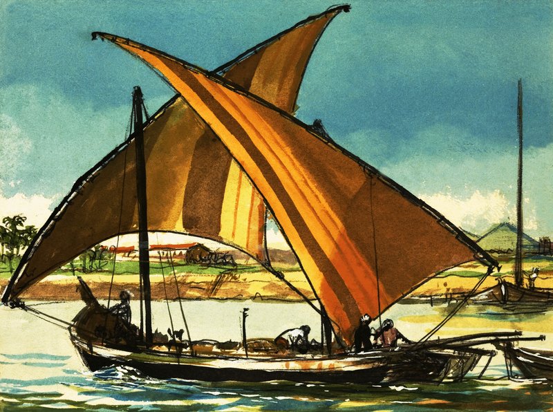 Felucca-både på Nilen af English School
