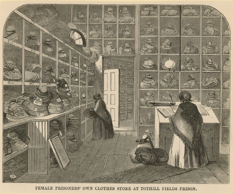 Kvindelige fanger ejer tøjbutik i Tothill Fields Prison af English School