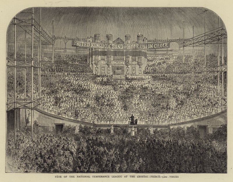 Fest for National Temperance League i Crystal Palace, 5000 stemmer (gravering) af English School