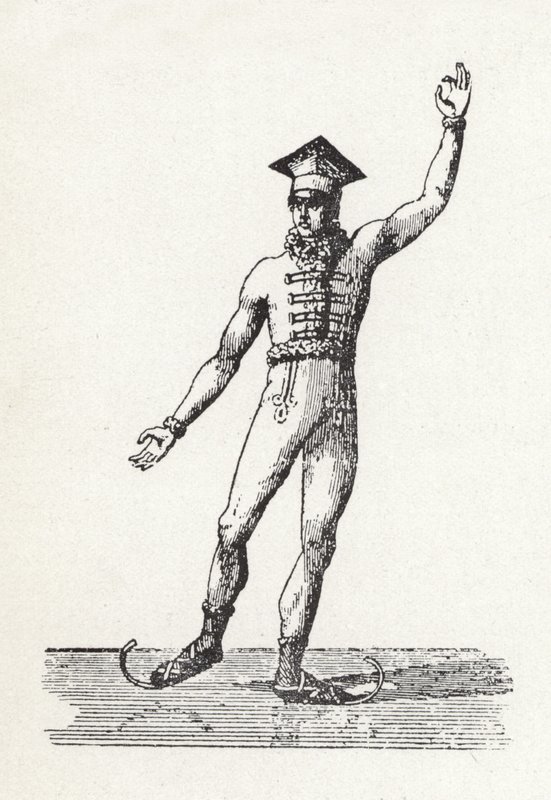 Figur af en mand, der løber på skøjter af English School