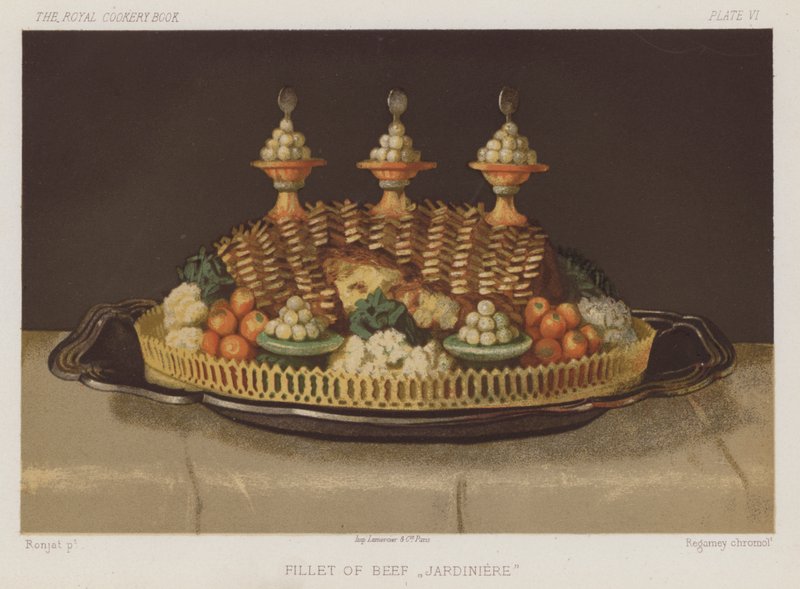 Oksefilet "Jardiniere" (chromolitho) af English School