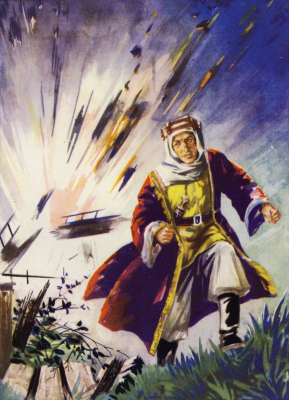 Afsluttede sin opgave, Lawrence kørte for sikkerhed (farve litho) af English School