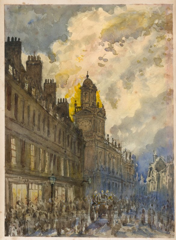 Brand på Grays Inn Lane, London, 20. juni 1880 (wc på papir) af English School