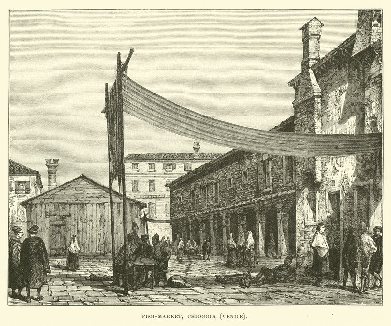 Fiskemarked, Chioggia, Venedig af English School