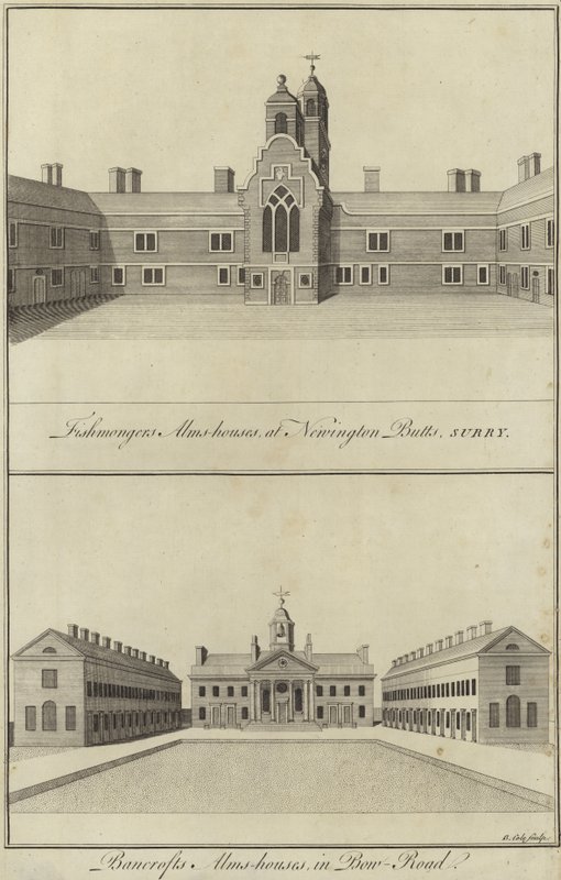Fishmongers Almshouses, Newington Butts and Bancrofts Almshouses, Bow Road, London af English School
