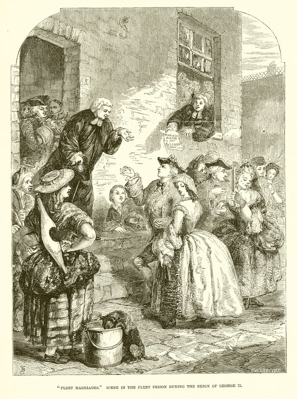 Flådeægteskaber. Scane i flådefængslet under George II af English School