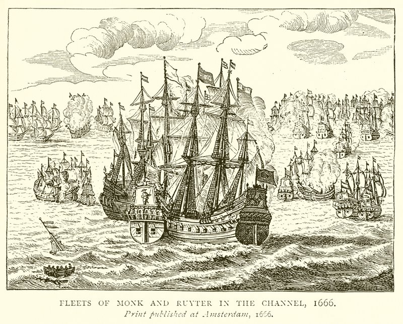 Flåder af munke og ruyter i kanalen, 1666 af English School