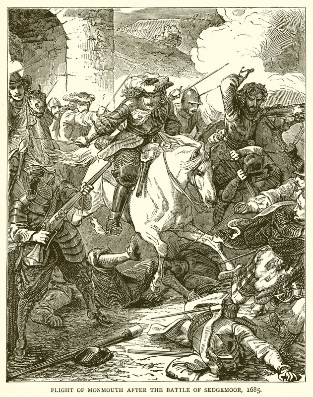 Flight of Monmouth efter slaget ved Sedgemoor, 1685 af English School