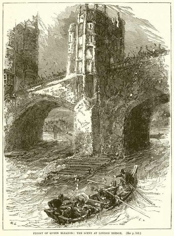 Flight of Queen Eleanor: Scene ved London Bridge af English School