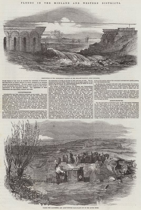 Oversvømmelser i Midland og Western District (gravering) af English School